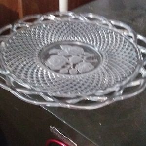 Frosted glass cake plate